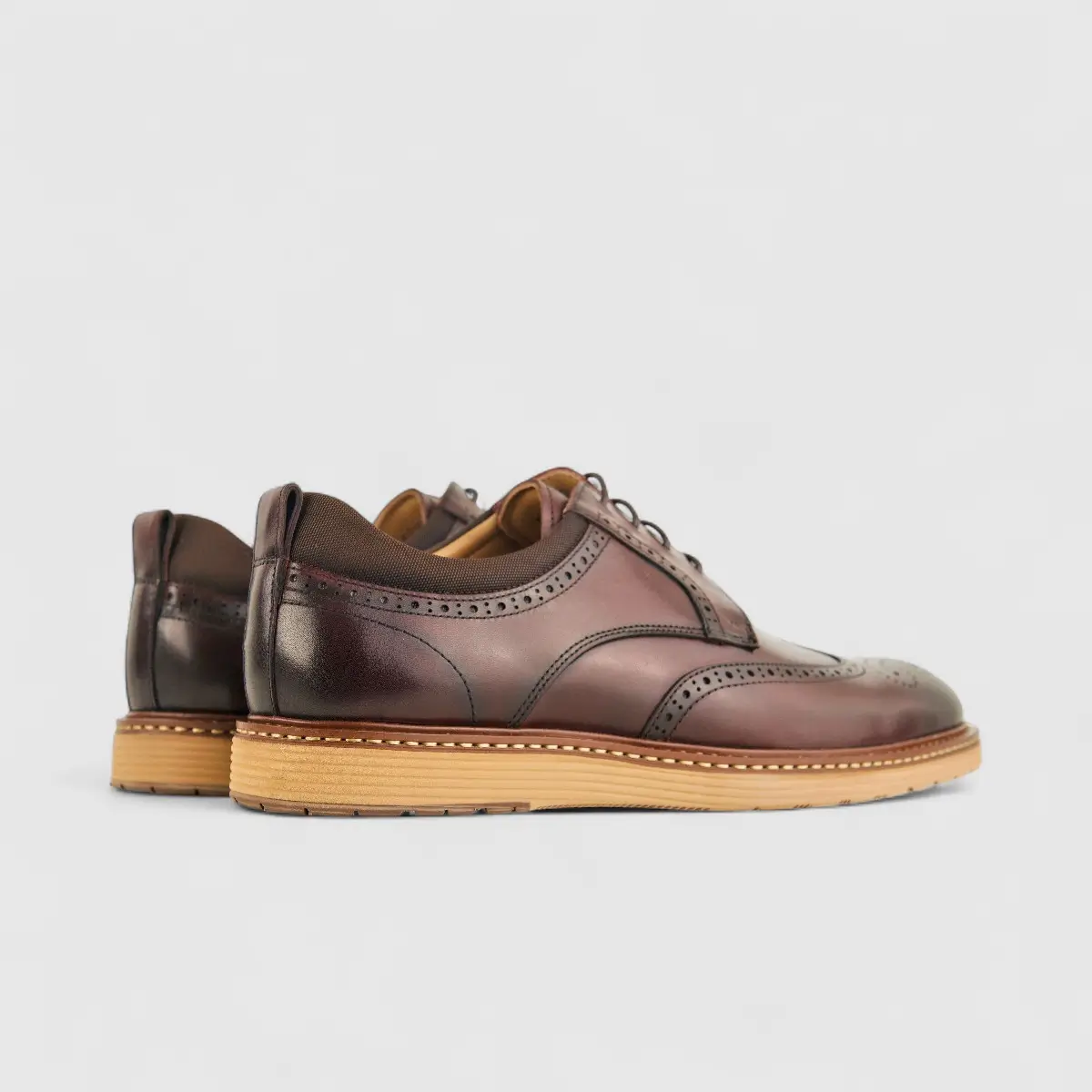 Babucci Men's Casual Leather Lace Up K0582075-5A BAB017 Wine - Image 3