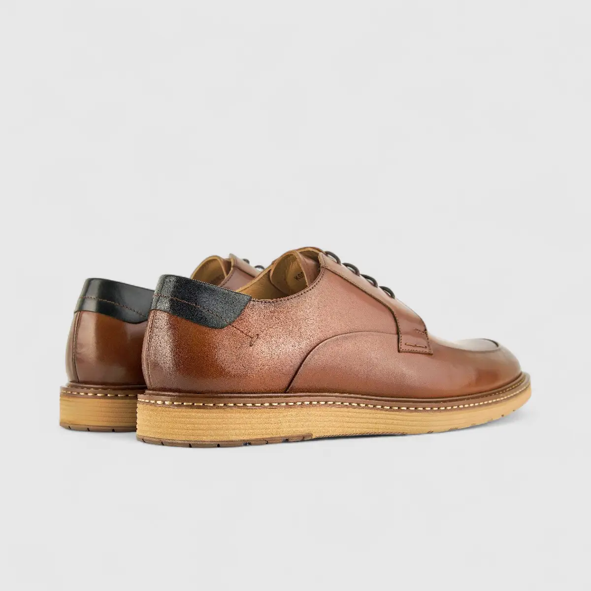 Babucci Men's Casual Leather Lace Up K0582075-2A BAB019 Tan - Image 3