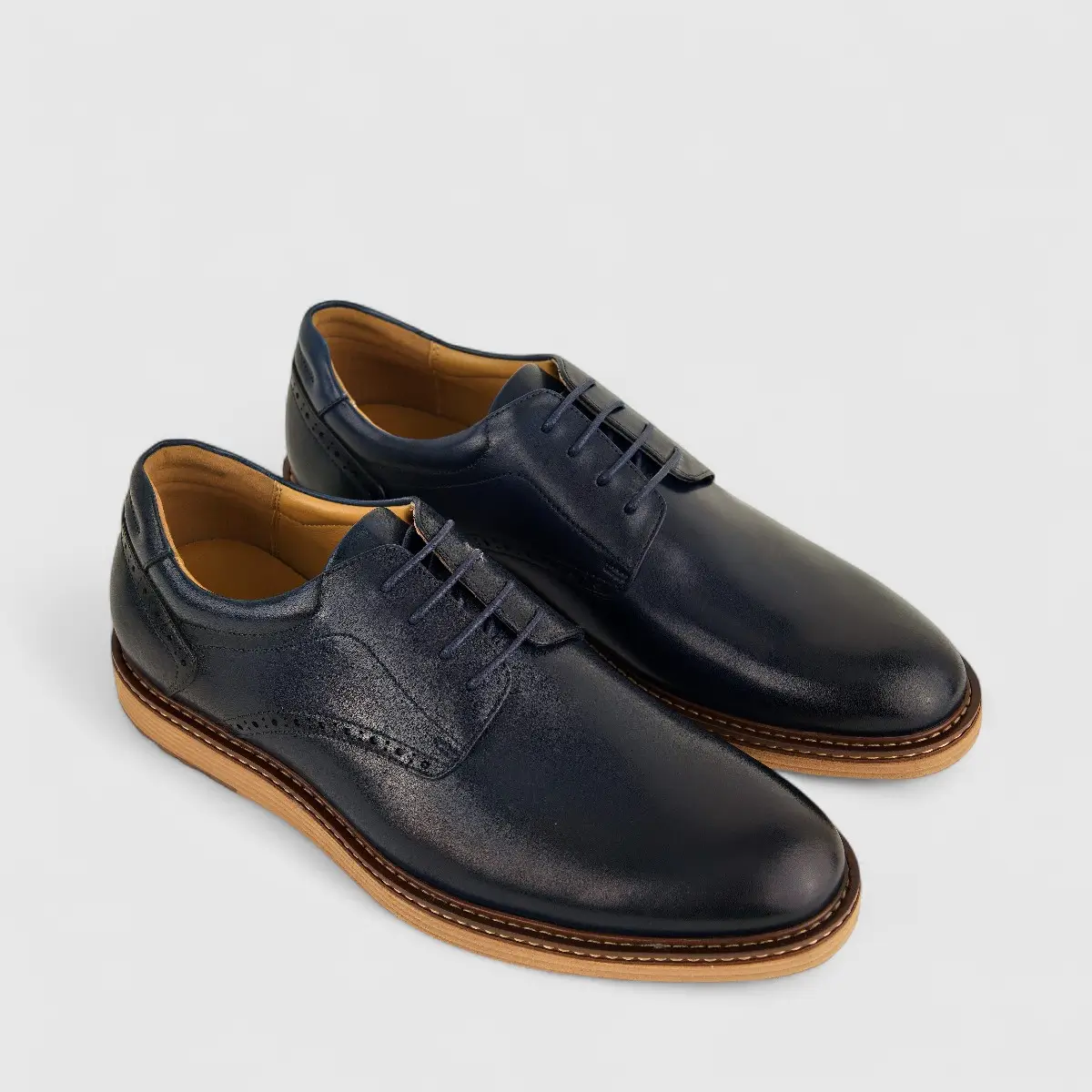 Babucci Men's Casual Leather Lace Up K0582180-1C BAB020 Navy - Image 2