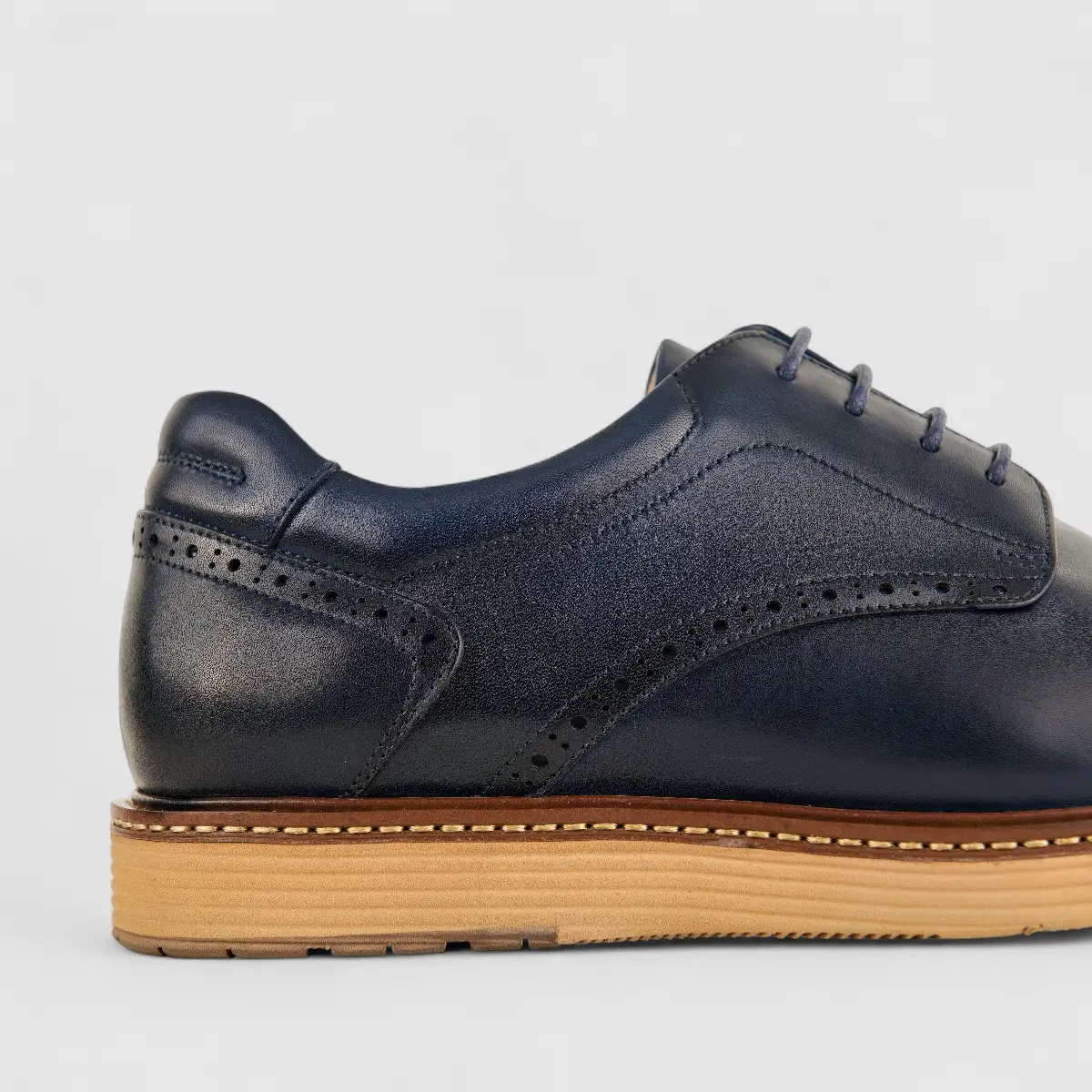 Babucci Men's Casual Leather Lace Up K0582180-1C BAB020 Navy - Image 5