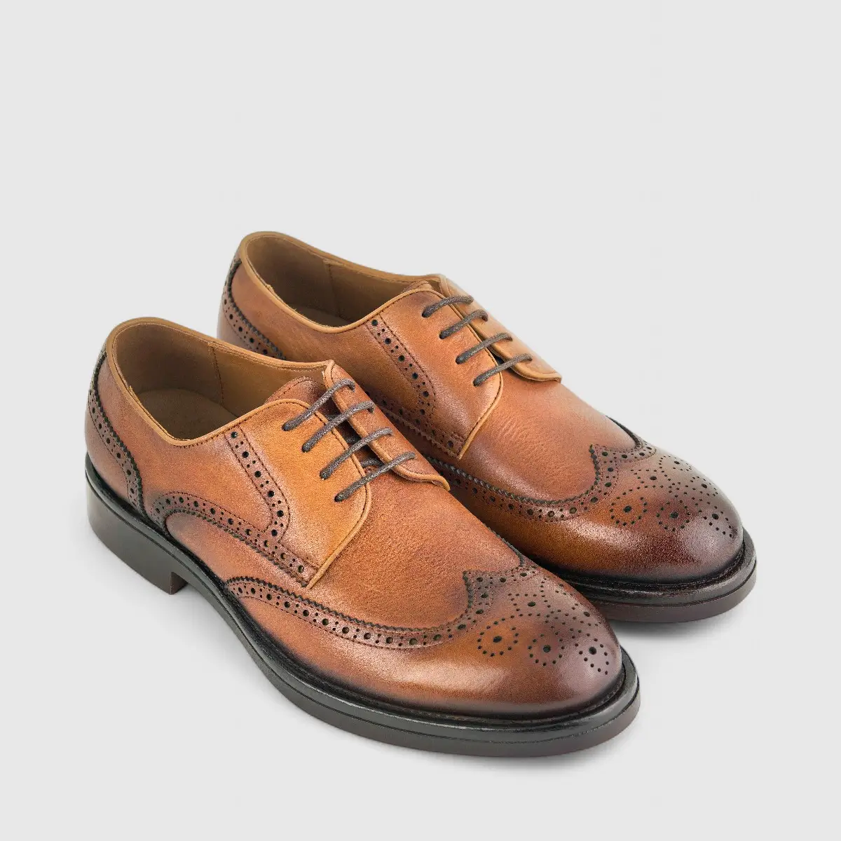Babucci Men's Leather Chunky Sole Lace Up K27BX2024-1C BAB011 Tan - Image 2