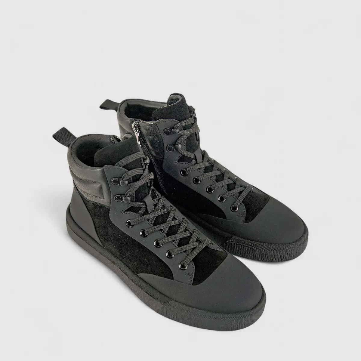 Babucci Men's Leather Hi Top Sneaker B282199H-2A BAB031 Black - Image 2