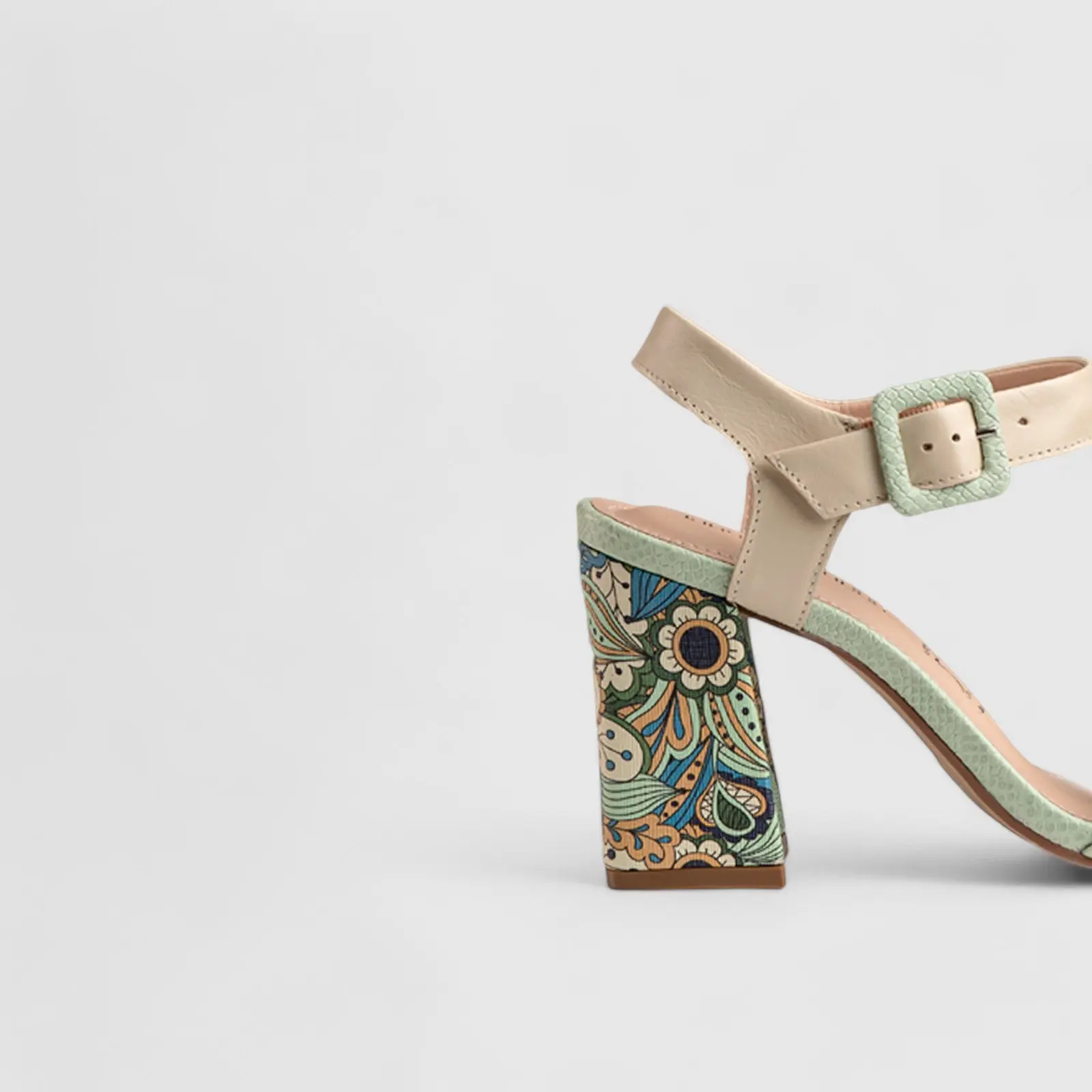 Block Heel Court Sandal Green 10156 - Image 4