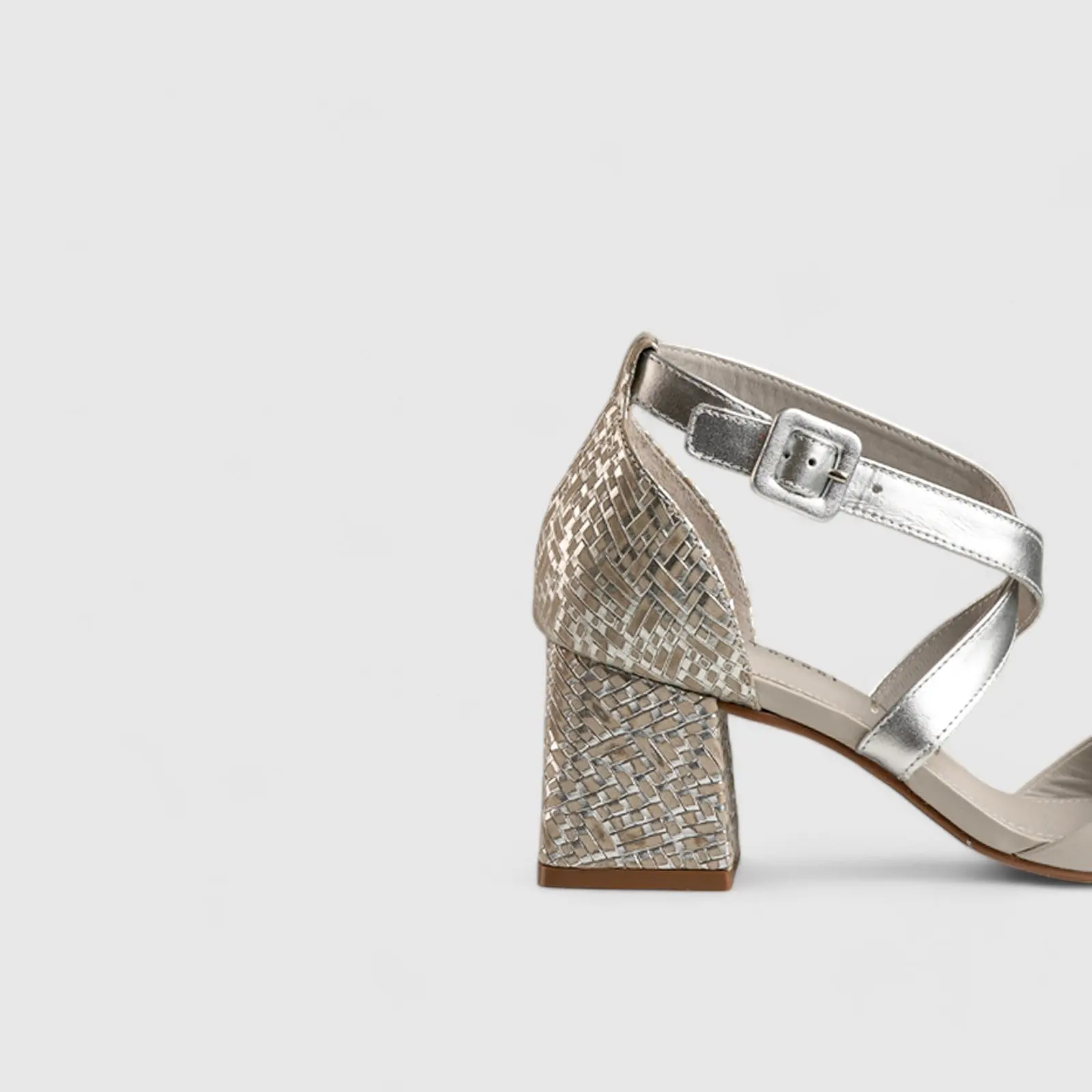 Block Heel Leather Sandal Grey Multi 11230 - Image 4