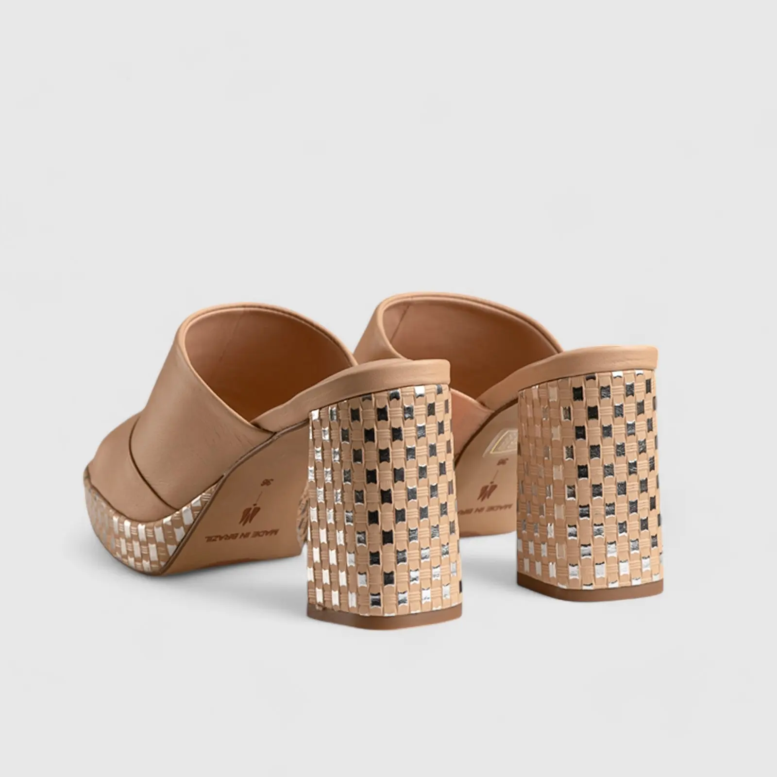 Block Heel Mule Sandal Beige 11197 - Image 3