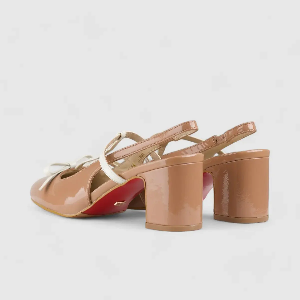 Bulbul Leather Block Heel Shoe Pink/White LAR6004 - Image 3