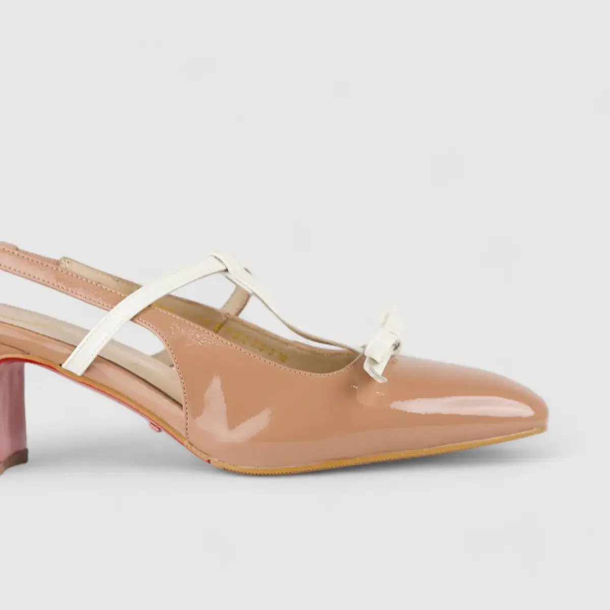 Bulbul Leather Block Heel Shoe Pink/White LAR6004 - Image 4
