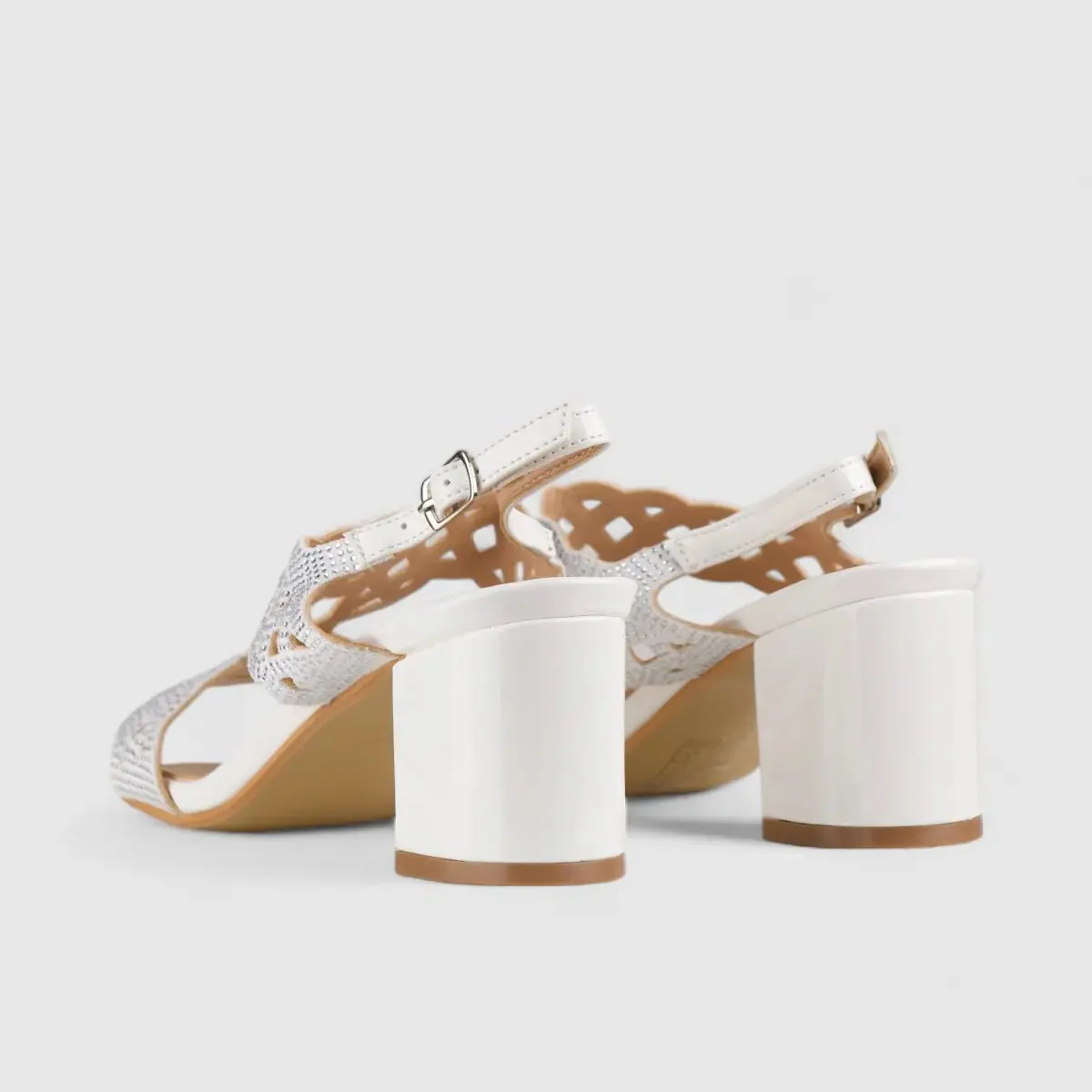 Bulbul Evening Block Heel Sandal White LU008 - Image 3