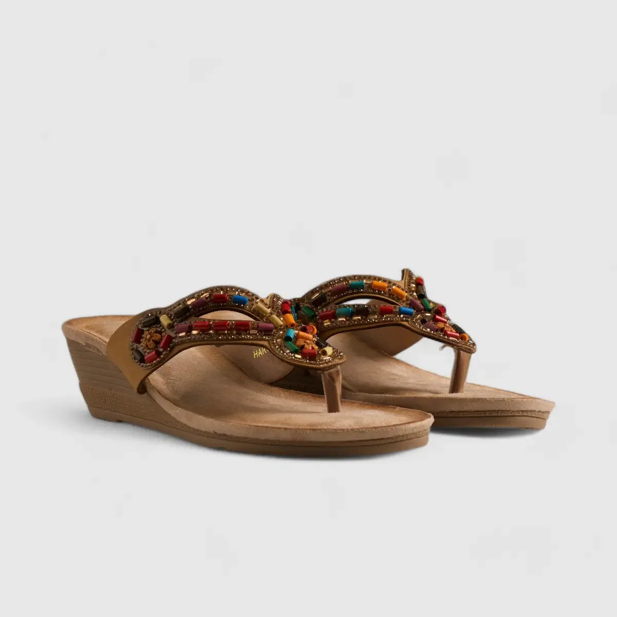 Bulbul Flat Bling Sandal Beige HAR018 - Image 2