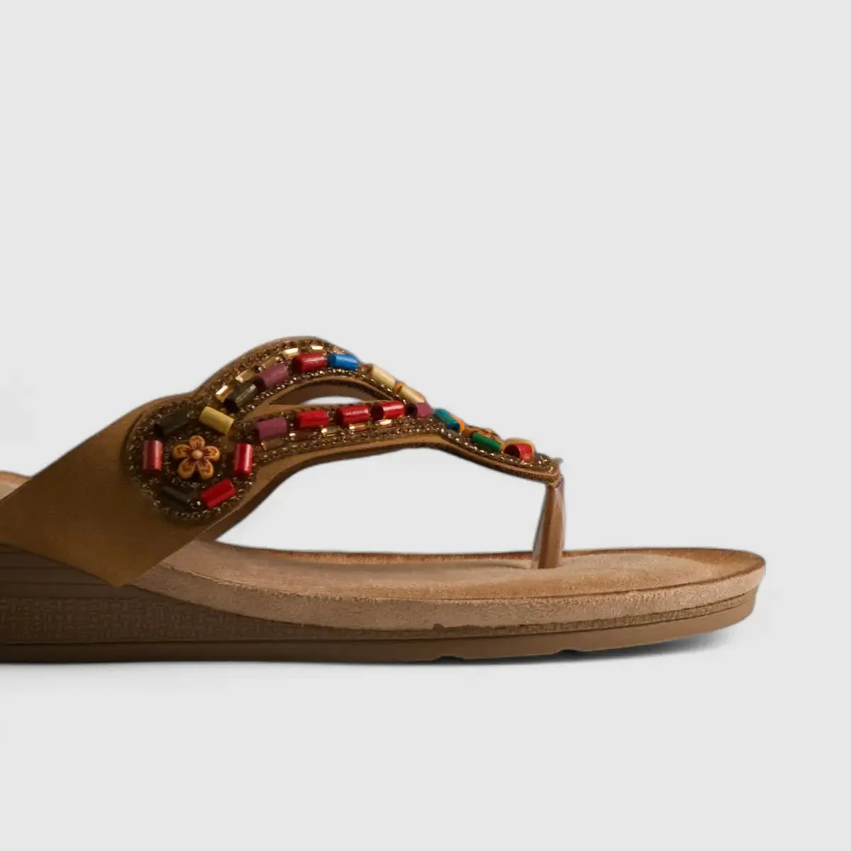 Bulbul Flat Bling Sandal Beige HAR018 - Image 4