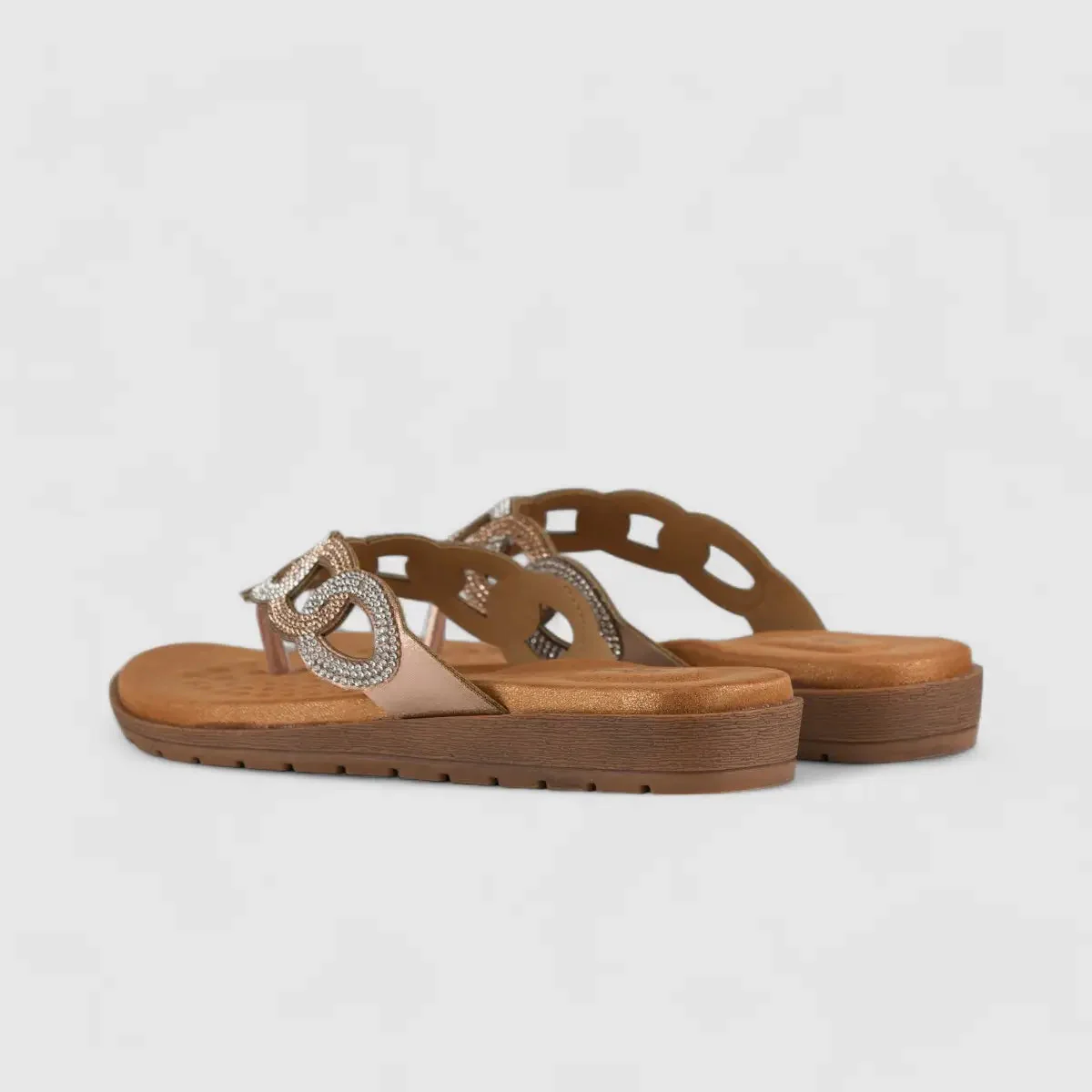 Bulbul Flat Bling Thong Sandal Beige HAR009 - Image 3