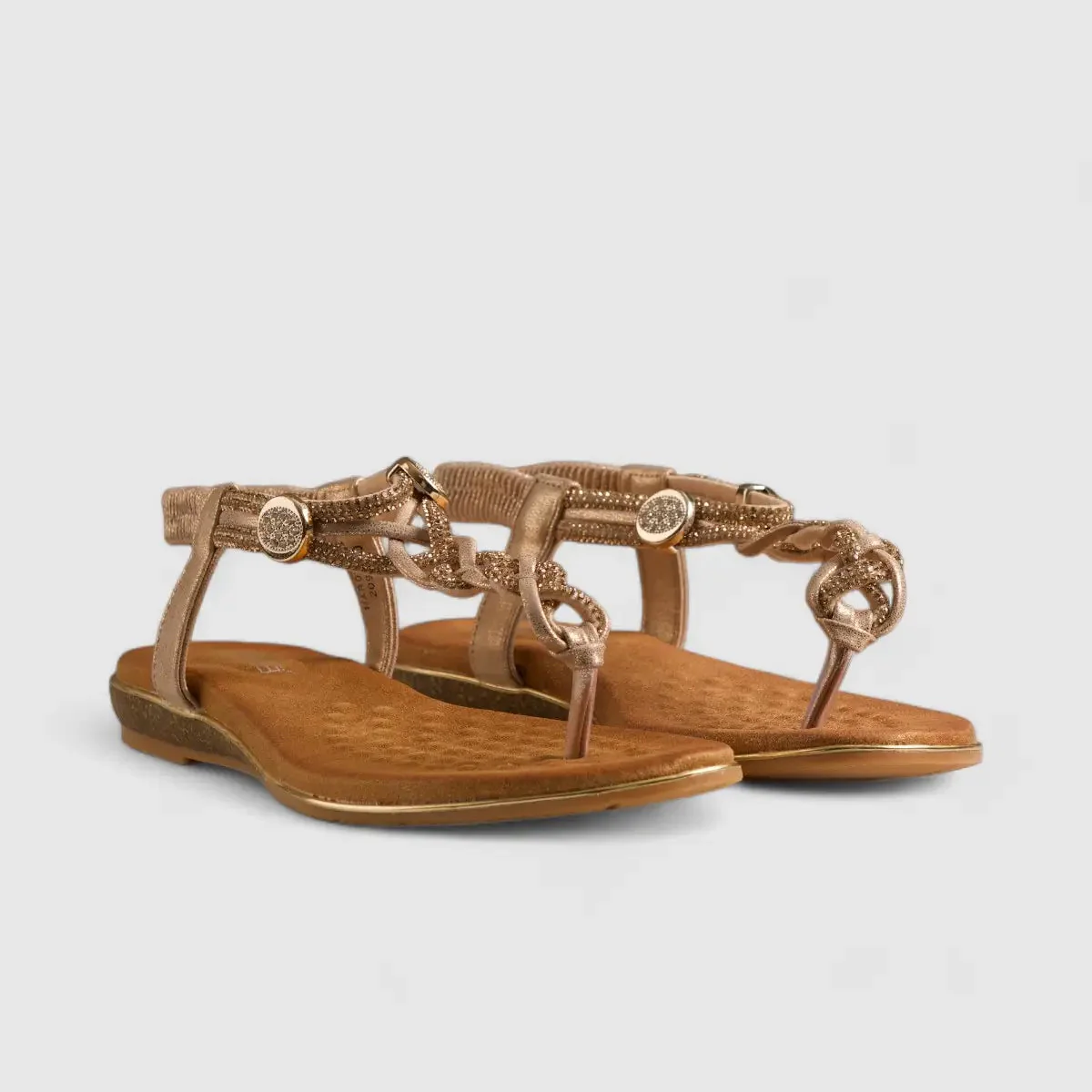 Bulbul Flat Bling Thong Sandal Beige HAR011 - Image 2