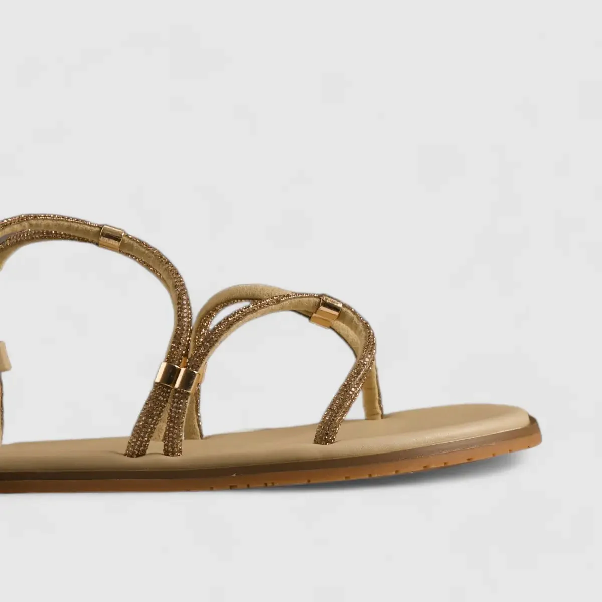 Bulbul Flat Bling  Sandal Beige HAR014 - Image 4