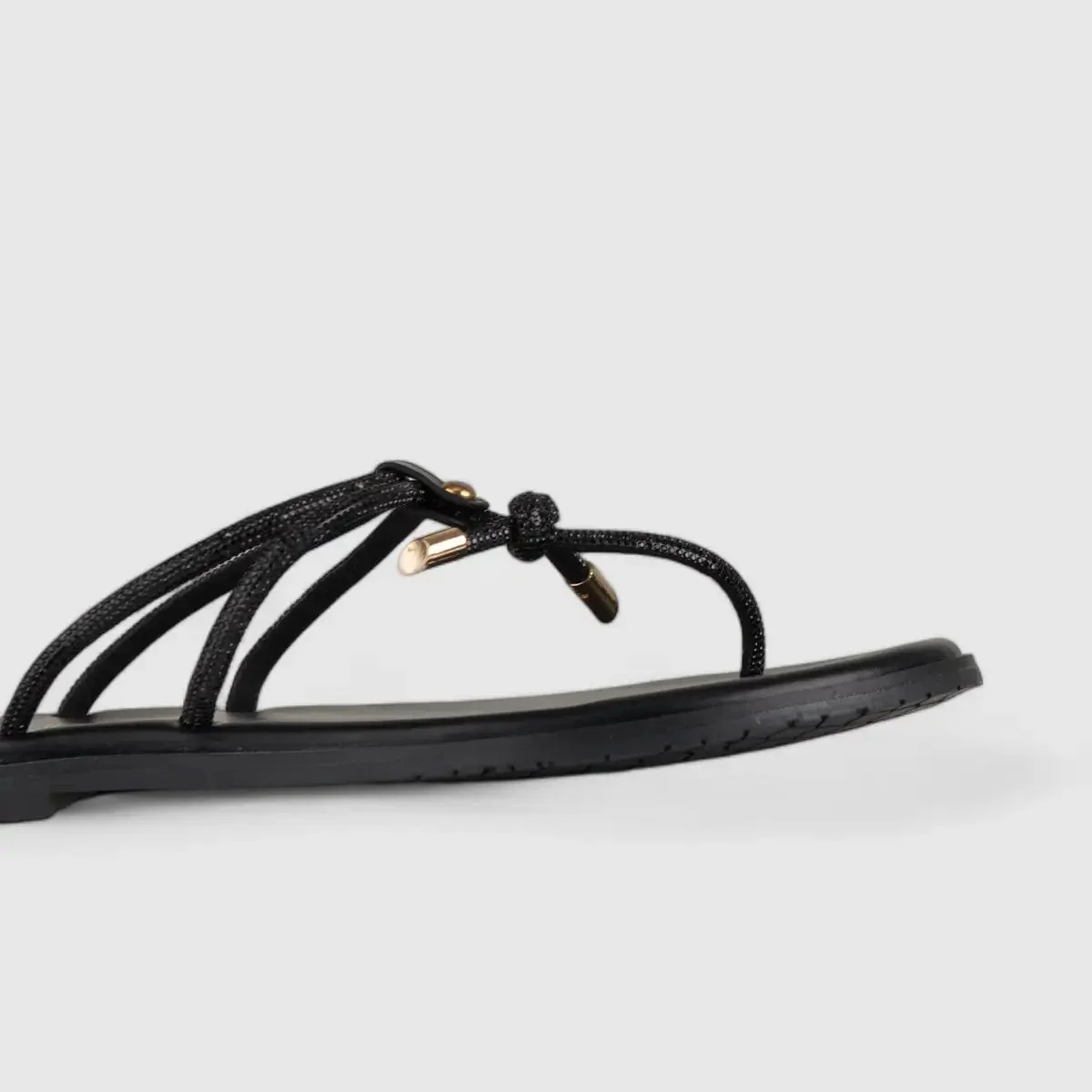 Bulbul Flat Bling Thong Sandal Black HAR015 - Image 4