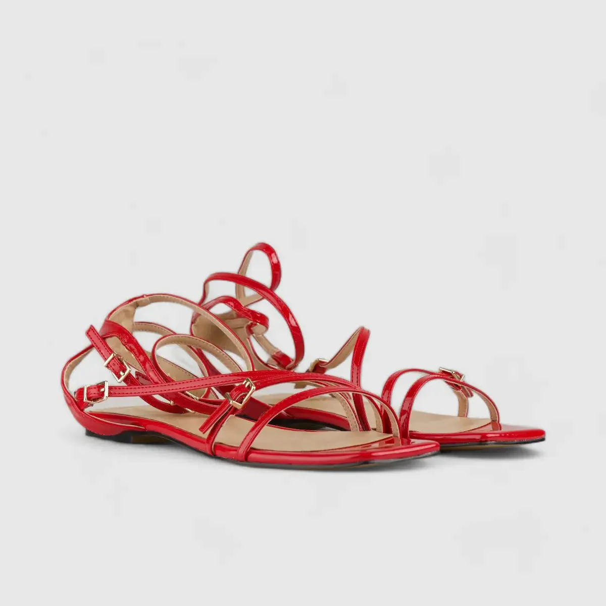 Bulbul Flat Sandal Red Car5003 - Image 2
