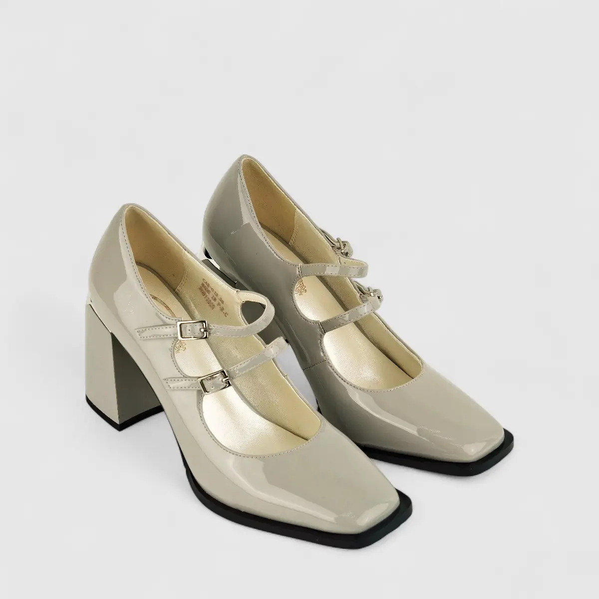 Bulbul Ladies Block Heel Shoe CAR-012 Grey - Image 2