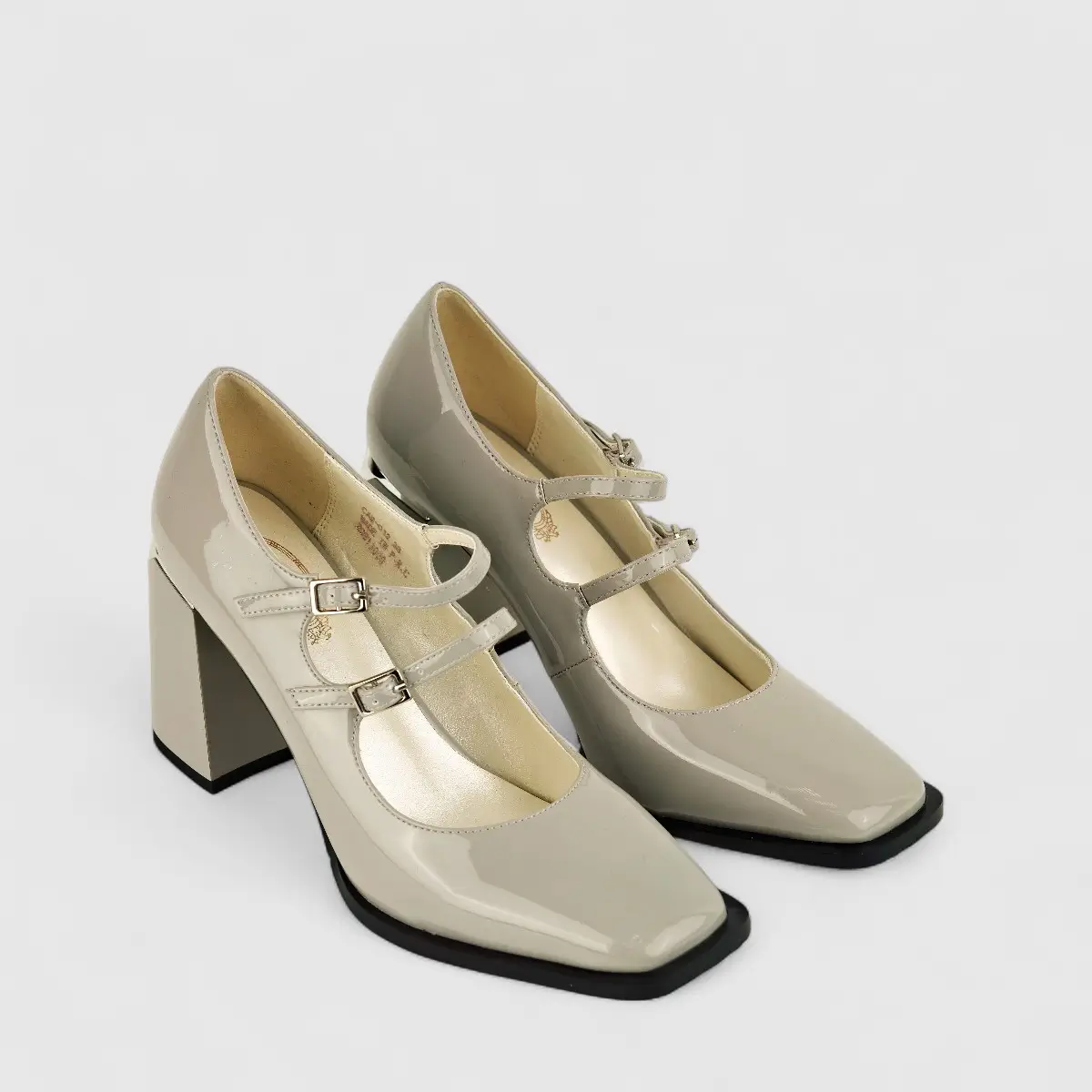 Bulbul Ladies Block Heel Shoe CAR-012 Grey - Image 3