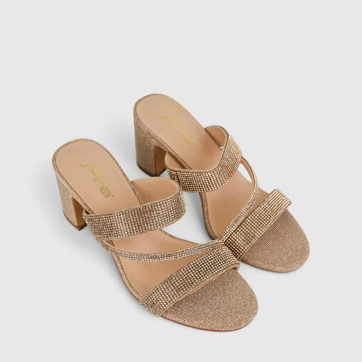 Bulbul Ladies Evening Block Heel Sandal HAR029 Champagne - Image 3