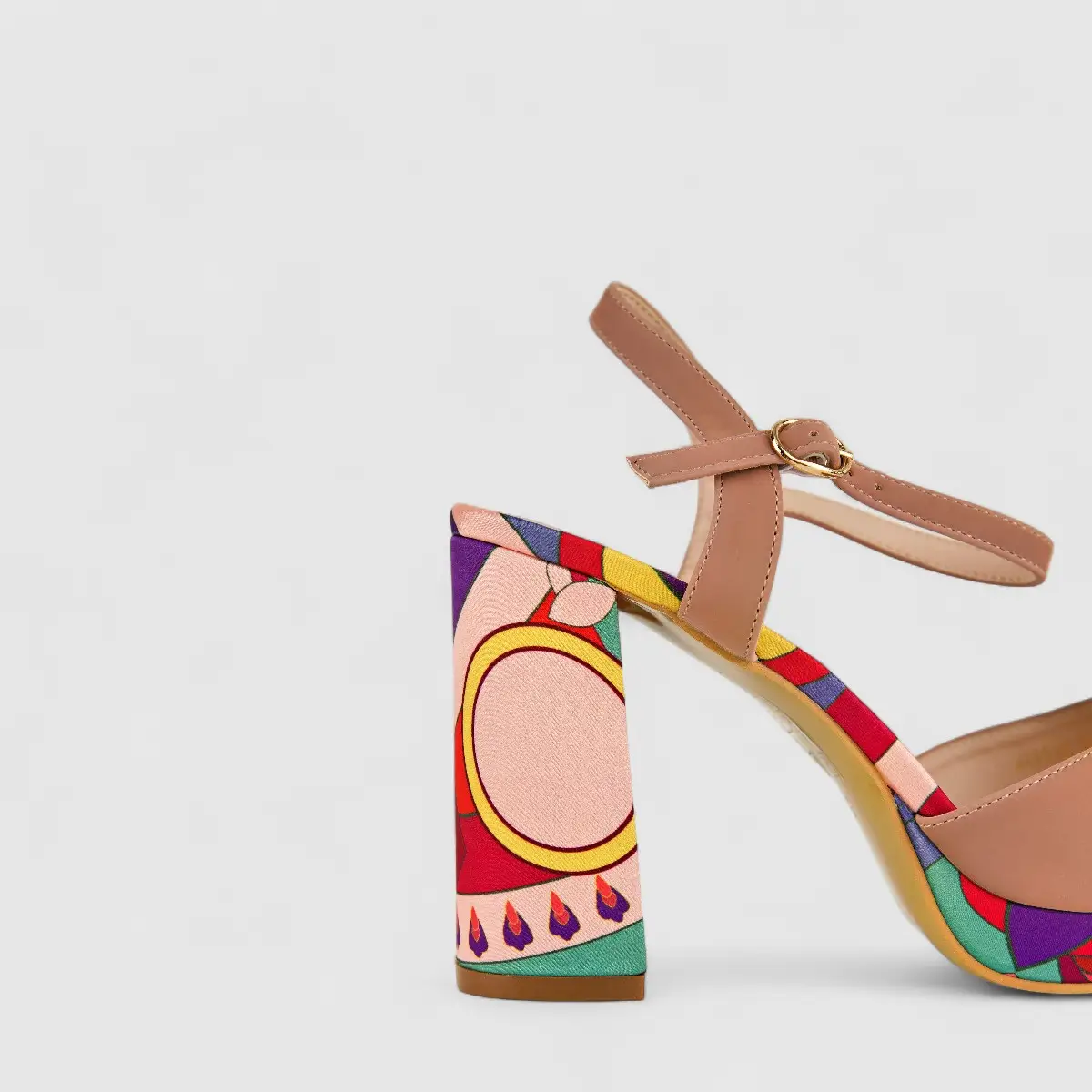 Bulbul Ladies Block Heel Sandal HAR046 Pink Multi - Image 4