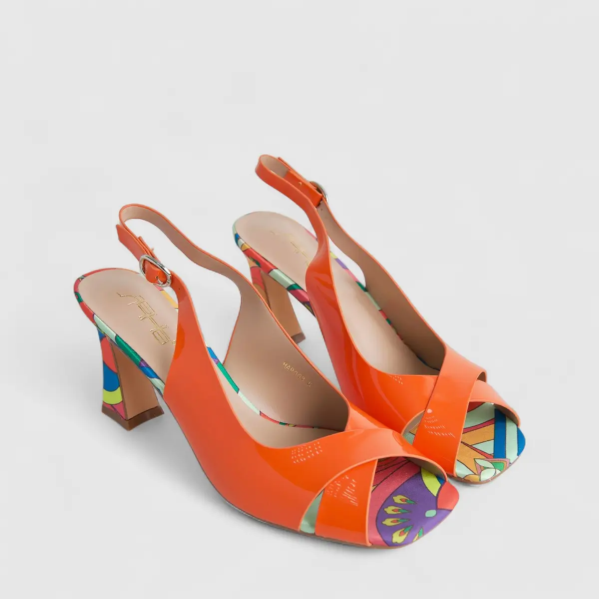 Bulbul Ladies Casual Block Heel Sandal Orange HAR063 - Image 2