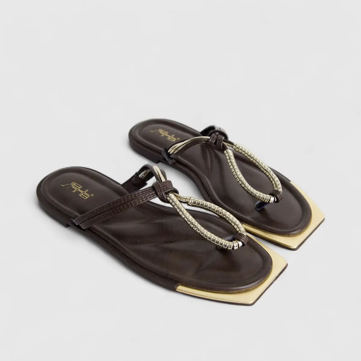 Bulbul Ladies Casual Flat Sandal Brown HAR078 - Image 2