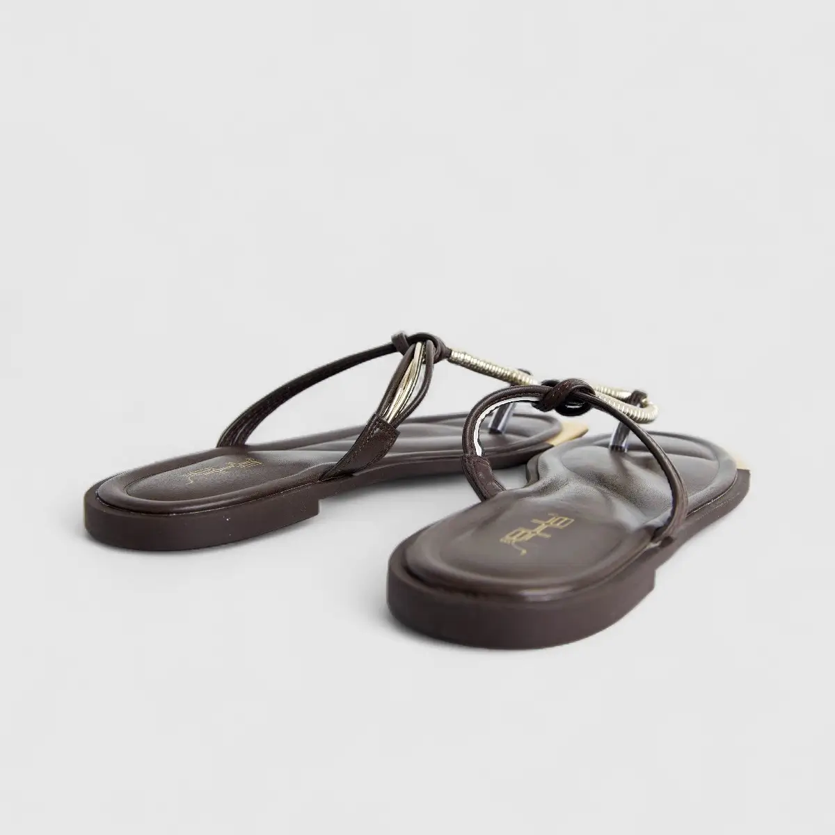 Bulbul Ladies Casual Flat Sandal Brown HAR078 - Image 3