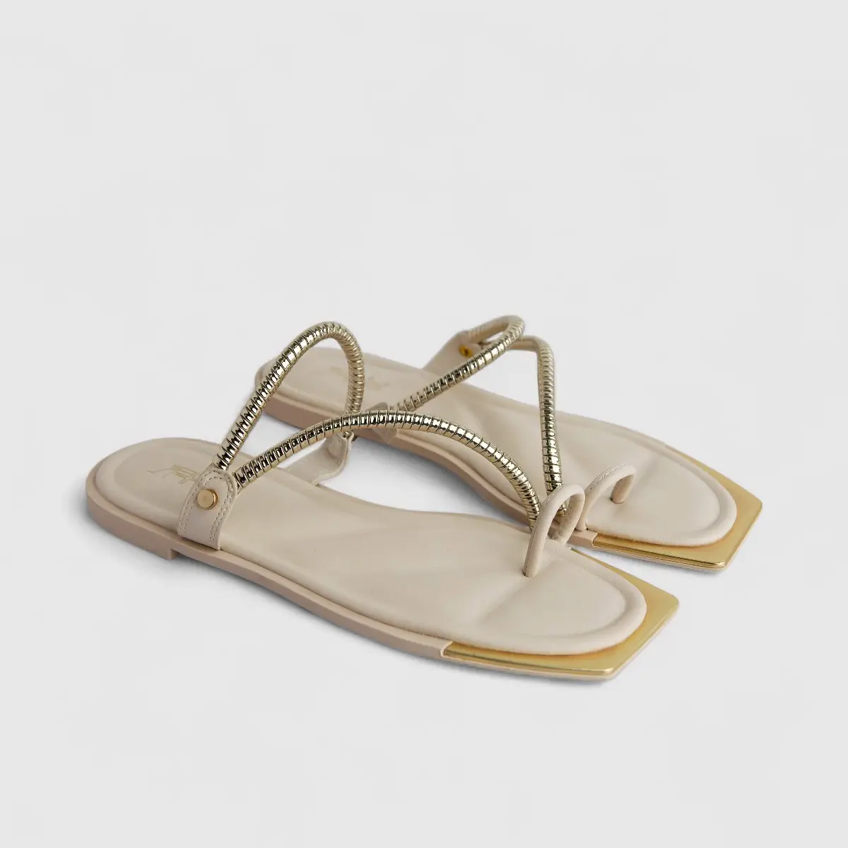 Bulbul Ladies Casual Flat Sandal Cream HAR077 - Image 2