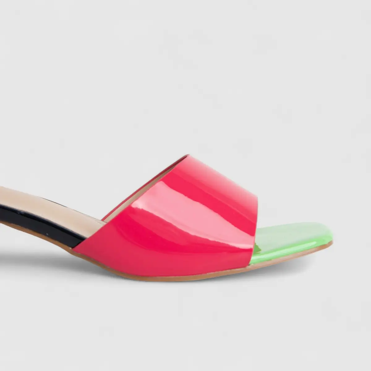 Bulbul Ladies Casual Low Heel Sandal Fuchsia Green HAR064 - Image 4