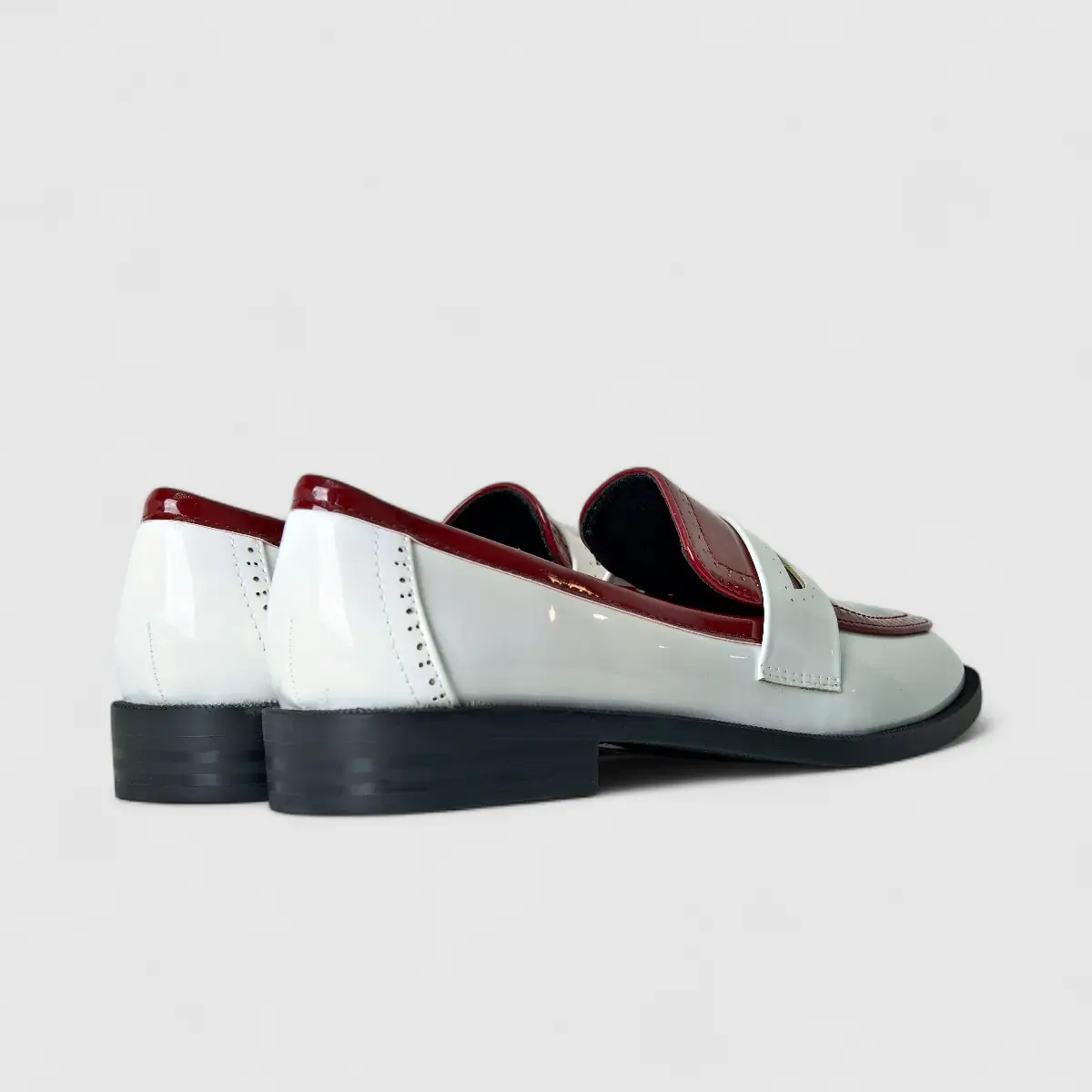 Bulbul Ladies Casual Moc LU016 White And Burgandy - Image 3