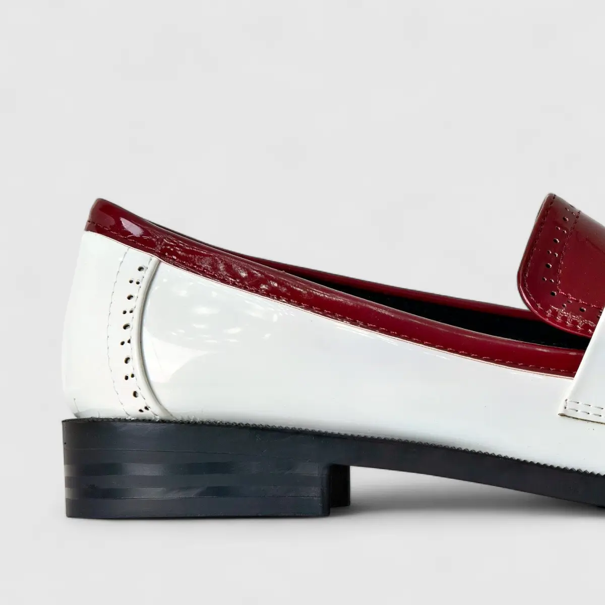 Bulbul Ladies Casual Moc LU016 White And Burgandy - Image 5
