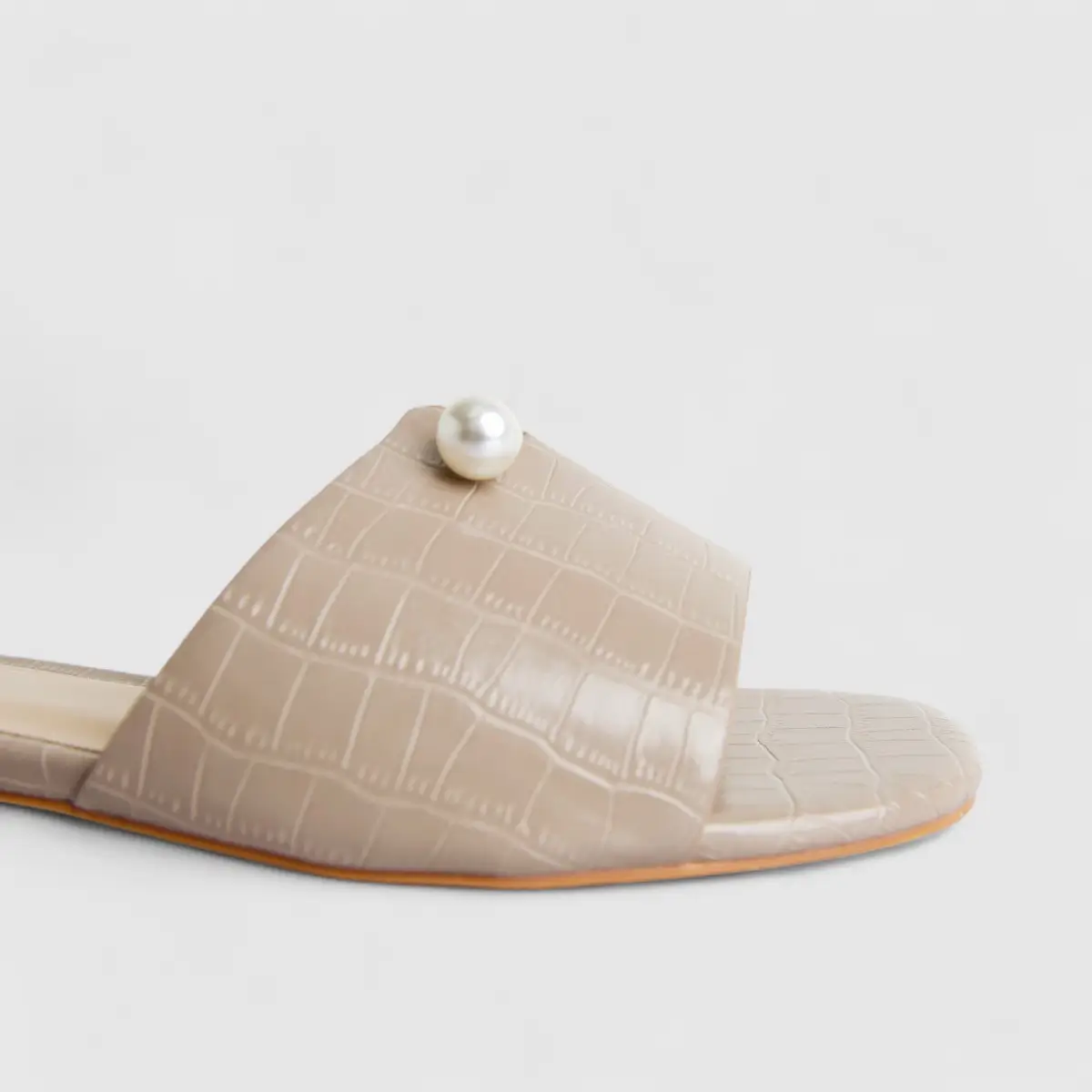 Bulbul Ladies Casual Slide With Pearl Taupe HAR061 - Image 4