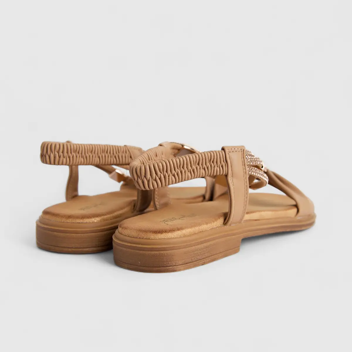 Bulbul Ladies Comfort Sandal Dark Beige HAR074 - Image 3