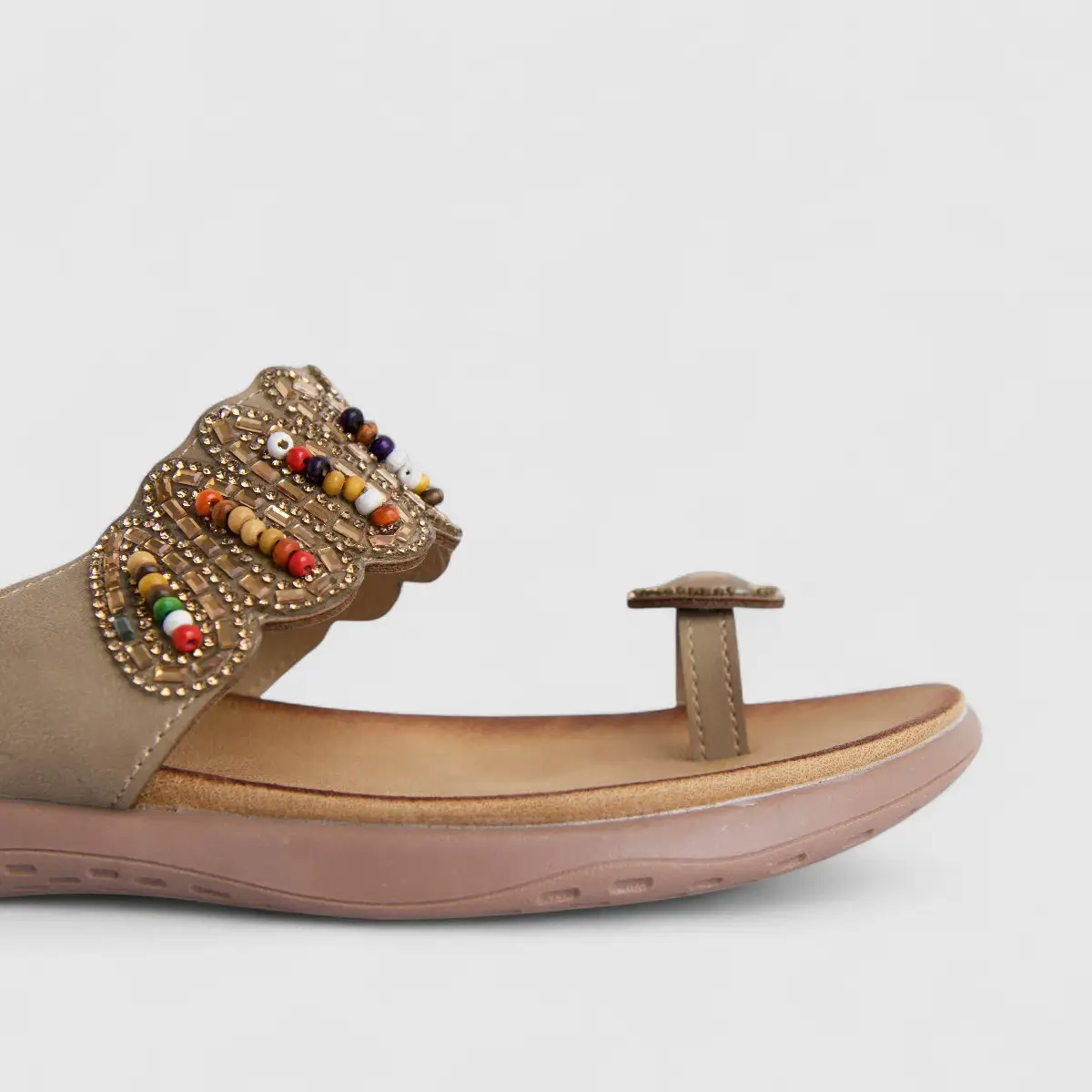 Bulbul Ladies Ethnic Comfort Sandal Beige HAR069 - Image 4