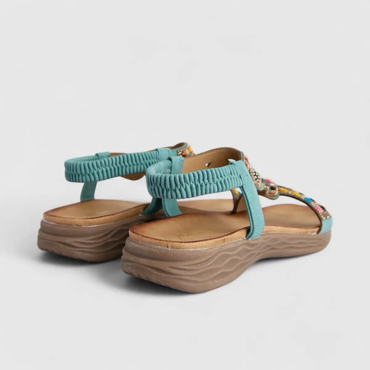 Bulbul Ladies Ethnic Comfort Sandal Teal HAR068 - Image 3