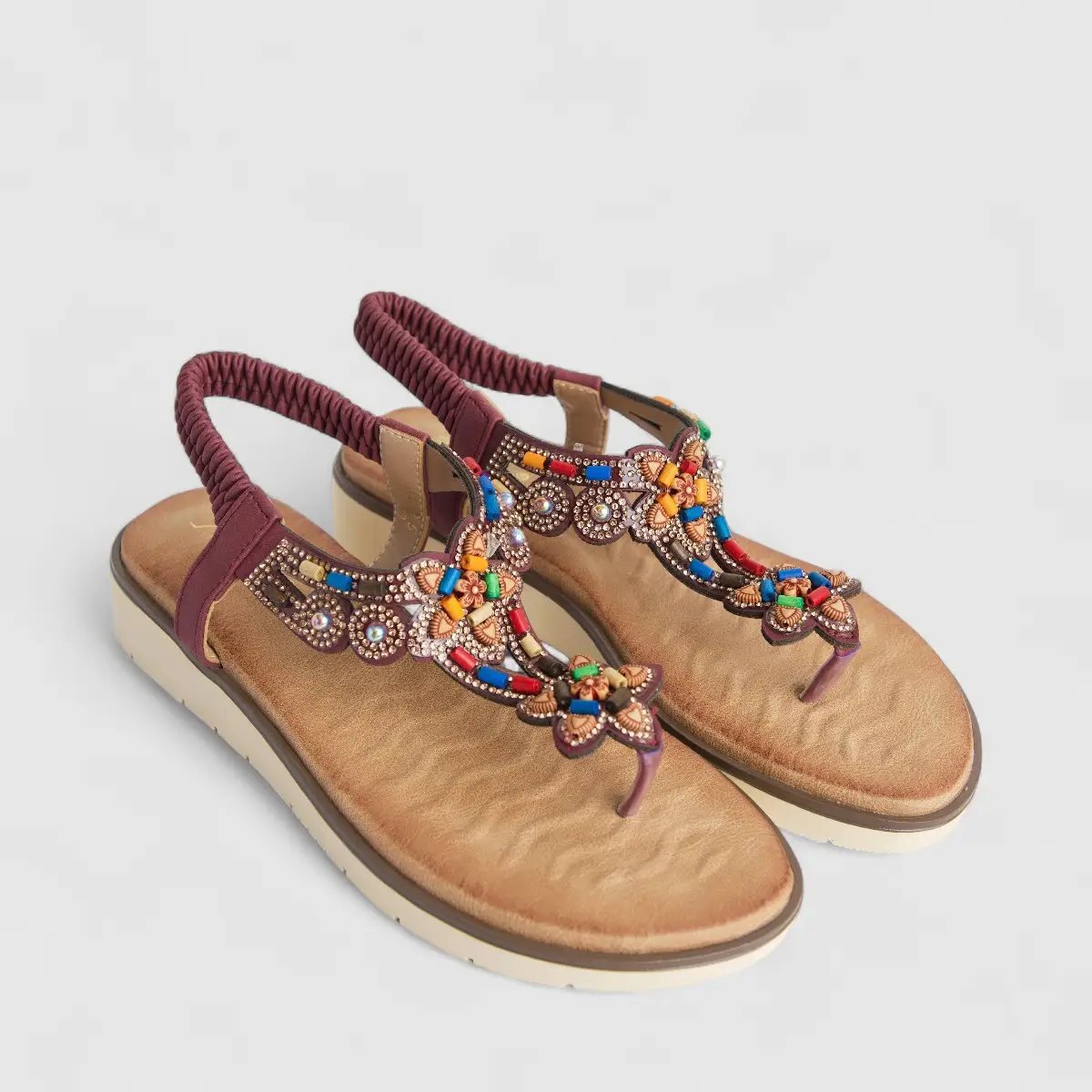 Bulbul Ladies Ethnic Comfort Sandal Wine HAR059 - Image 2