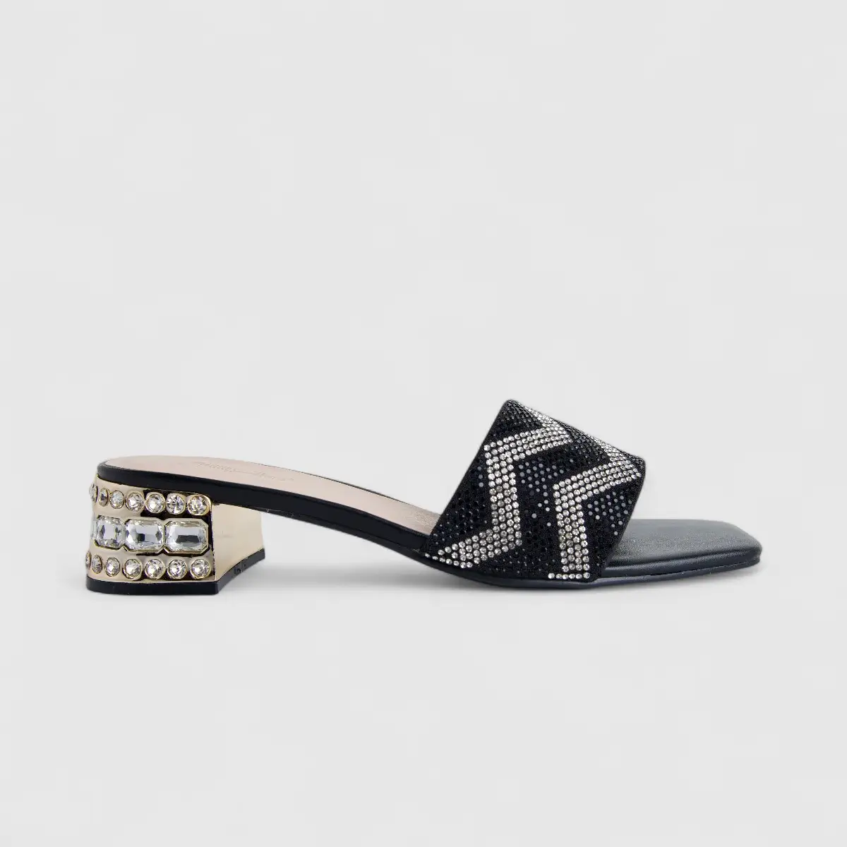 Bulbul Ladies Evening Block Heel Sandal Black HAR076