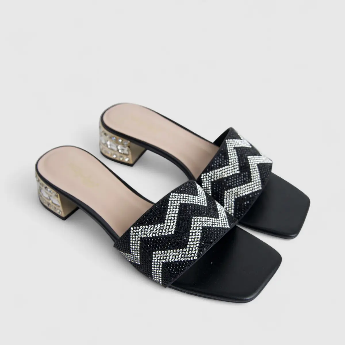 Bulbul Ladies Evening Block Heel Sandal Black HAR076 - Image 2