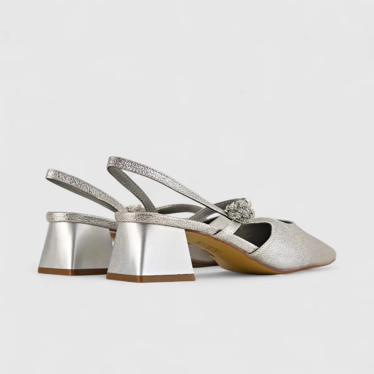 Bulbul Ladies Evening Block Heel HAR039 Pewter - Image 3