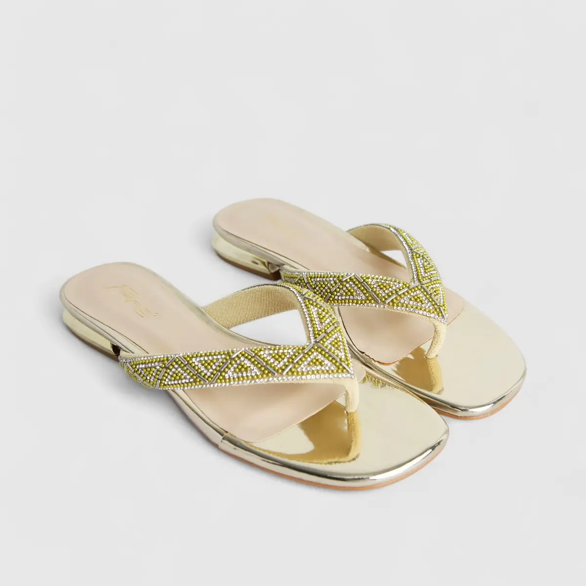 Bulbul Ladies Evening Sandal Light Gold HAR060 - Image 2