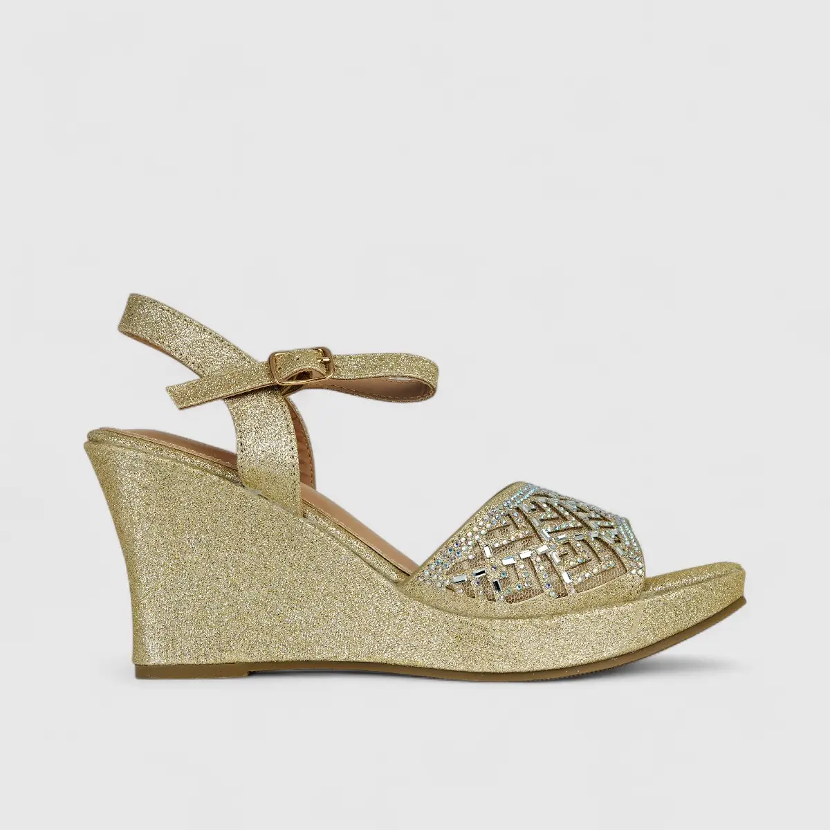 Bulbul Ladies Evening Wedge LU017 Gold