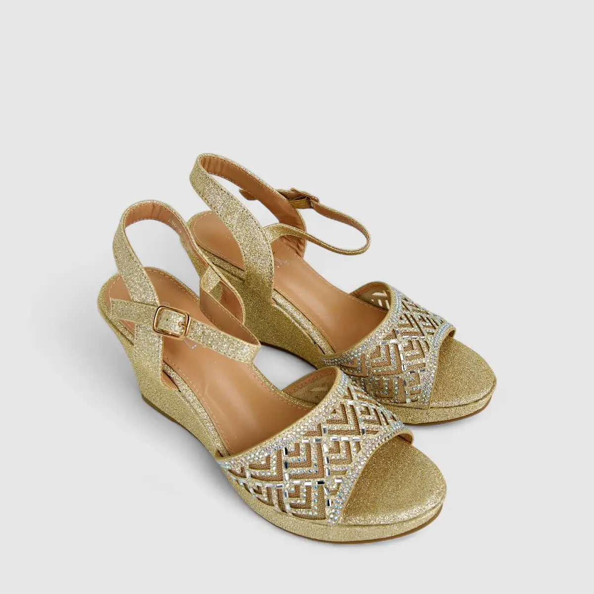 Bulbul Ladies Evening Wedge LU017 Gold - Image 2