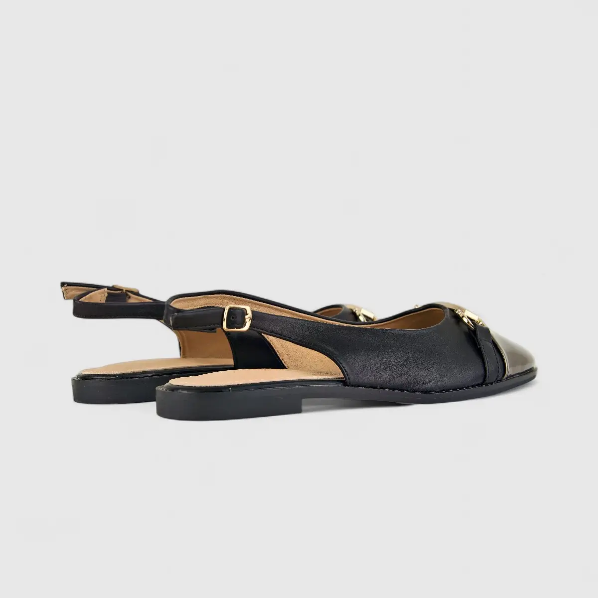 Bulbul Ladies Slingback Pump HAR026 Black/Pewter - Image 3