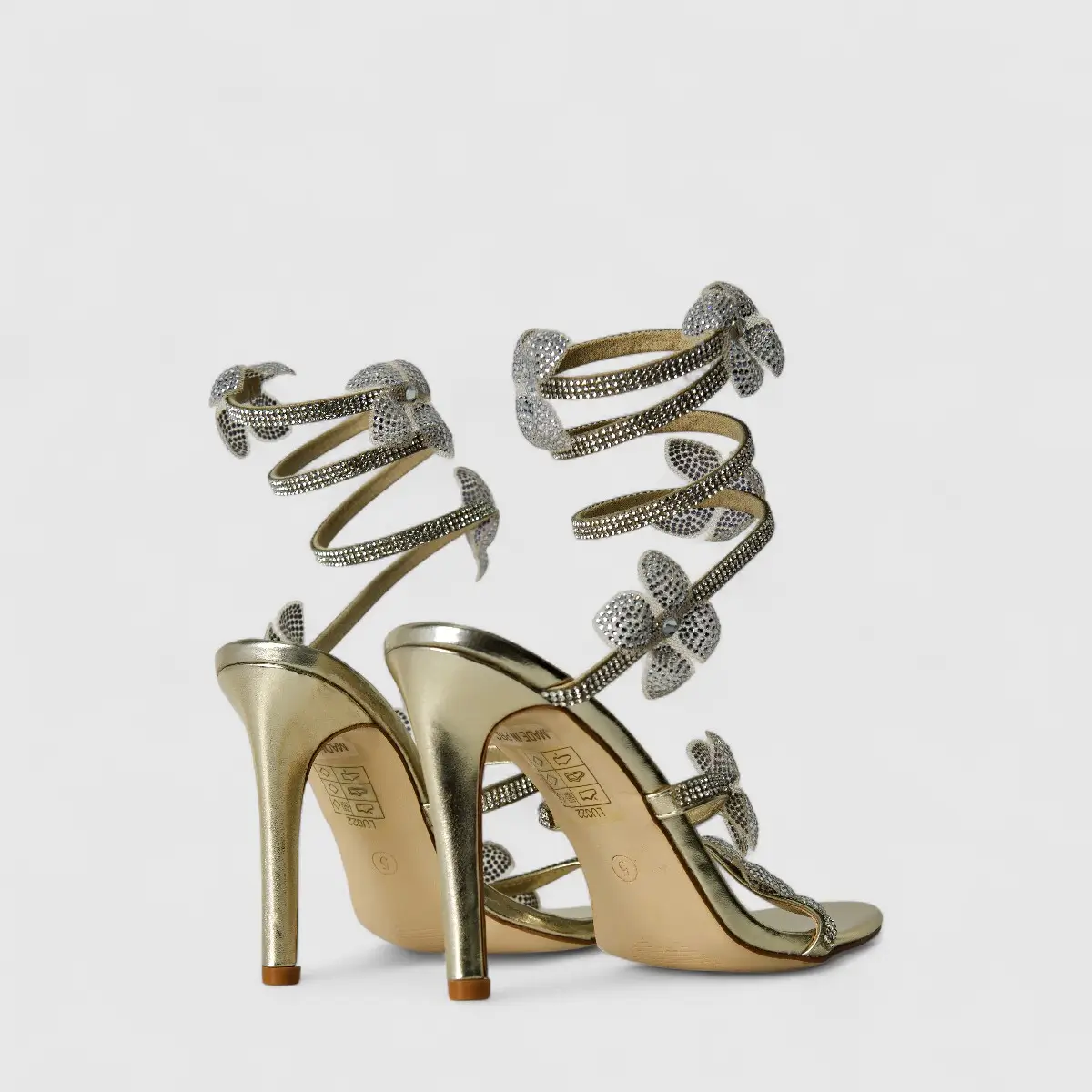 Bulbul Ladies Strappy Evening Heel Sandal LU022 Gold - Image 3