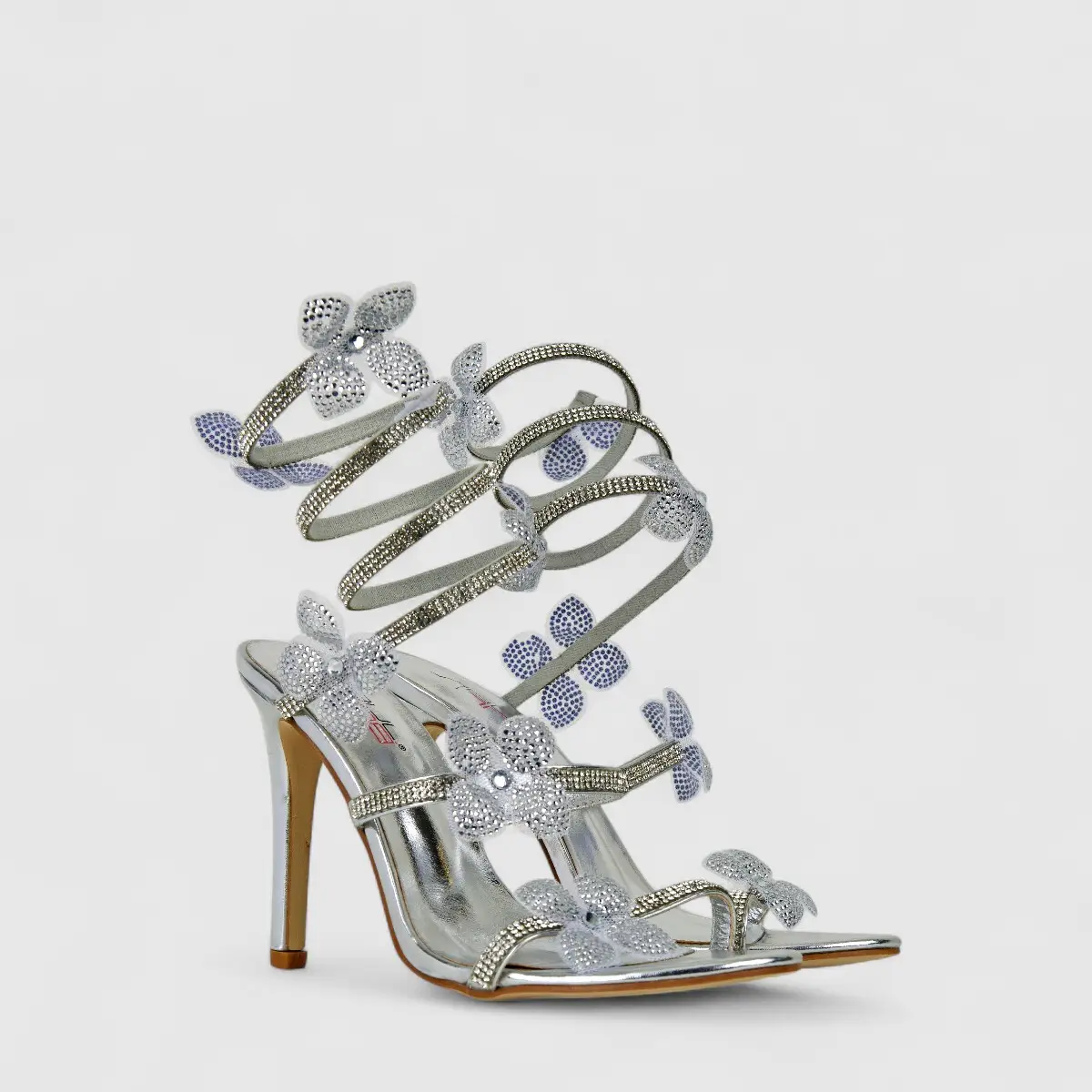 Bulbul Ladies Strappy Evening Heel Sandal LU022 Silver - Image 2