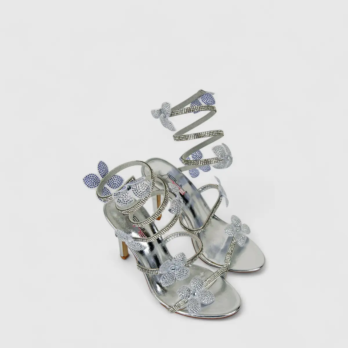 Bulbul Ladies Strappy Evening Heel Sandal LU022 Silver - Image 3