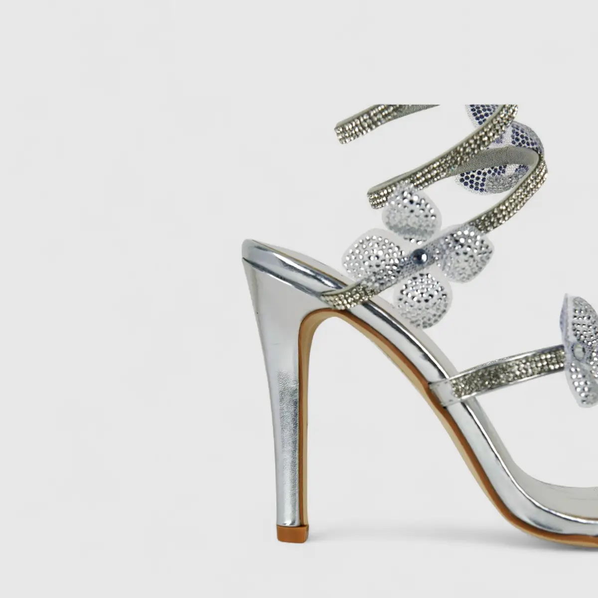 Bulbul Ladies Strappy Evening Heel Sandal LU022 Silver - Image 5