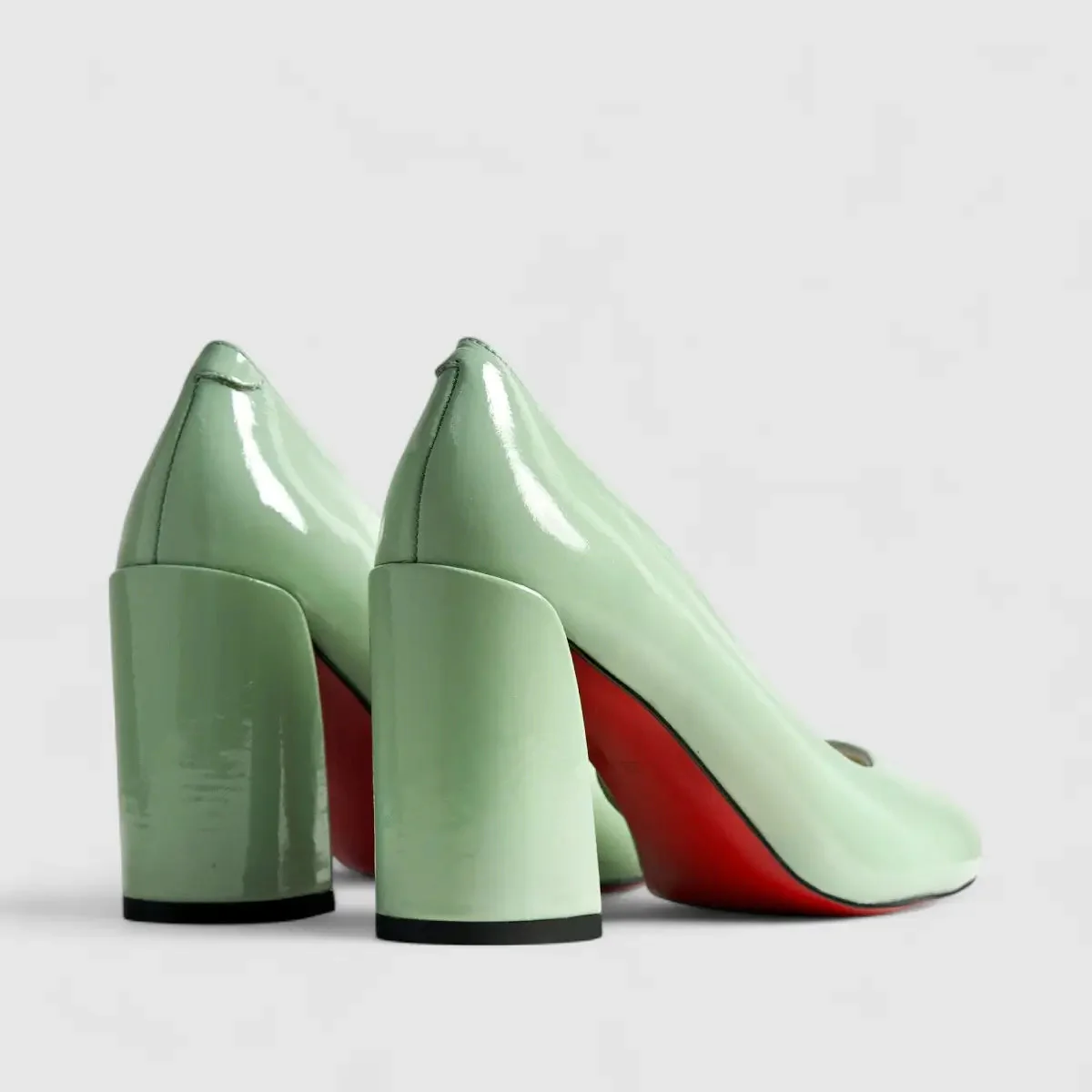 Bulbul Leather Block Heel Shoe Green LAR6030 - Image 3