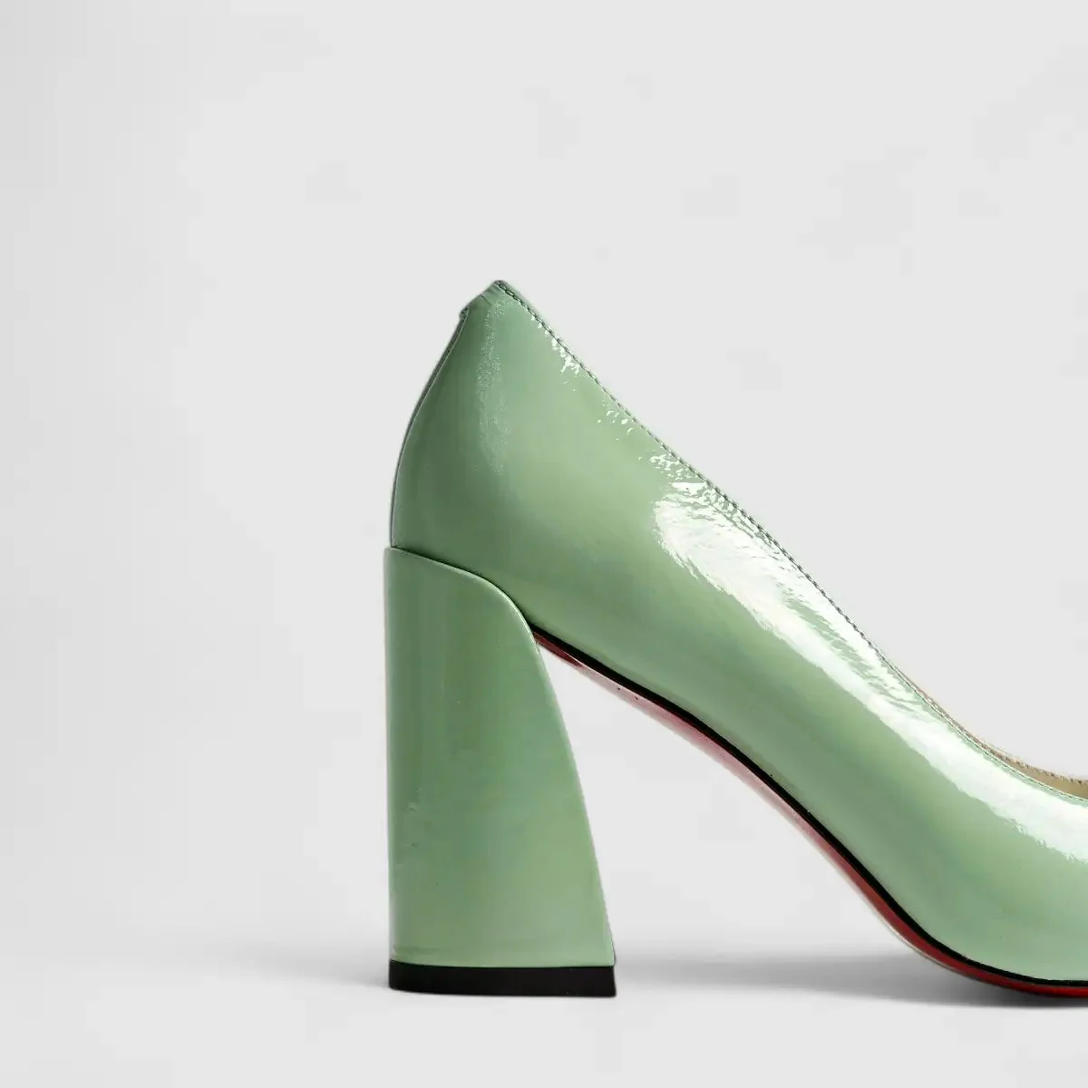 Bulbul Leather Block Heel Shoe Green LAR6030 - Image 4