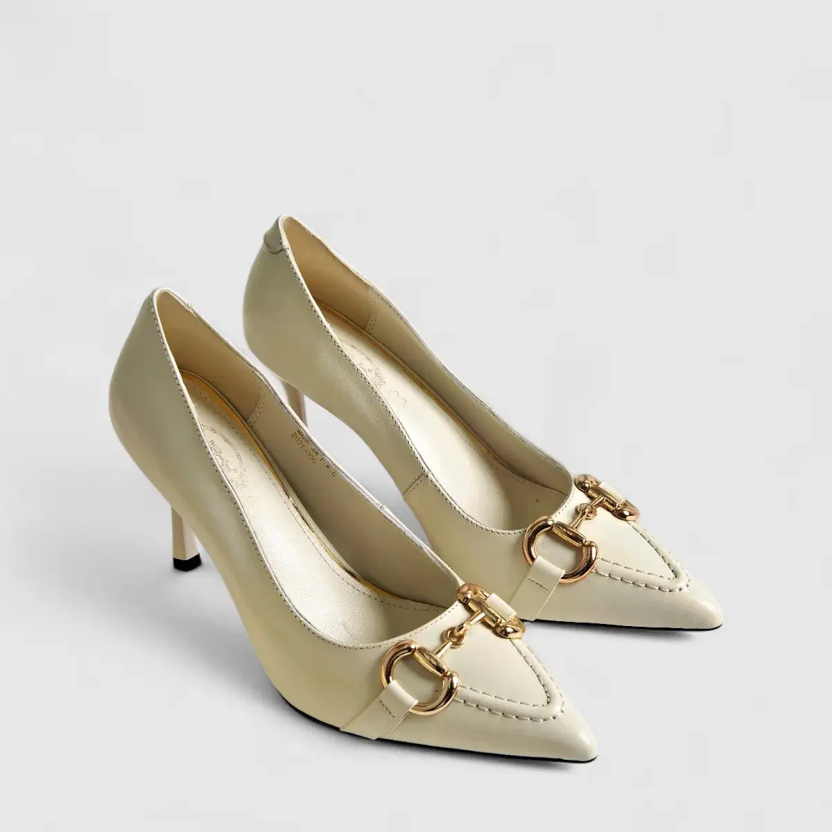 Bulbul Leather Heel Shoe White LAR6031 - Image 2