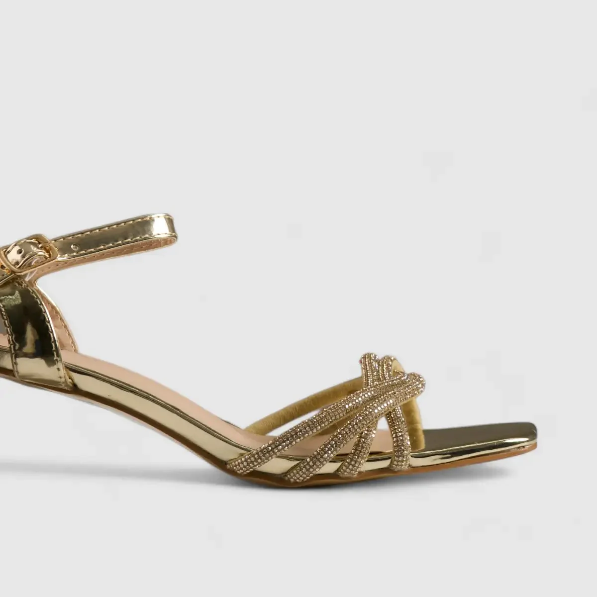 Bulbul Perspex Heel Evening Sandal Gold HAR003 - Image 4